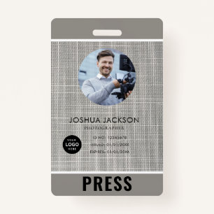 Photo Photographer Press Badge ID Badge