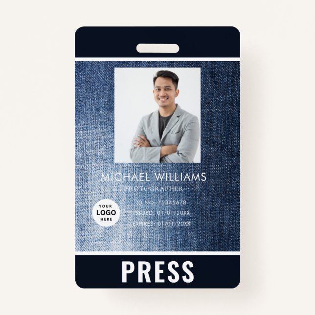 Photo Photographer Press Badge ID Badge (Front)