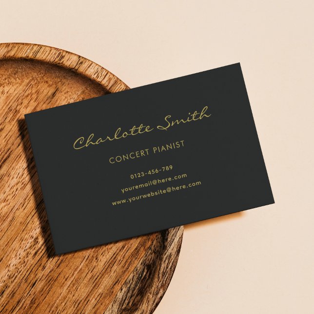 Photo Pianist Black & Gold Simple Business Card (Creator Uploaded)
