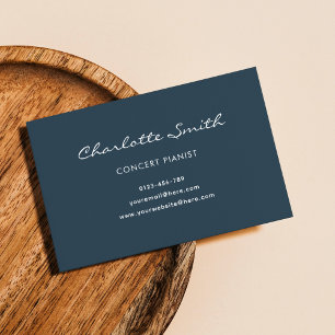 Photo Pianist Navy Blue Simple Business Card
