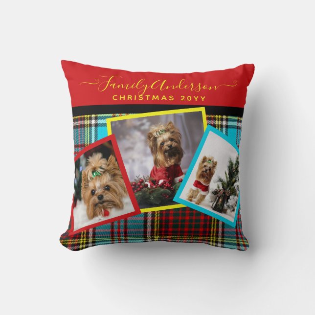 PHOTO PILLOW - Anderson Tartan Christmas Red Blue  (Front)