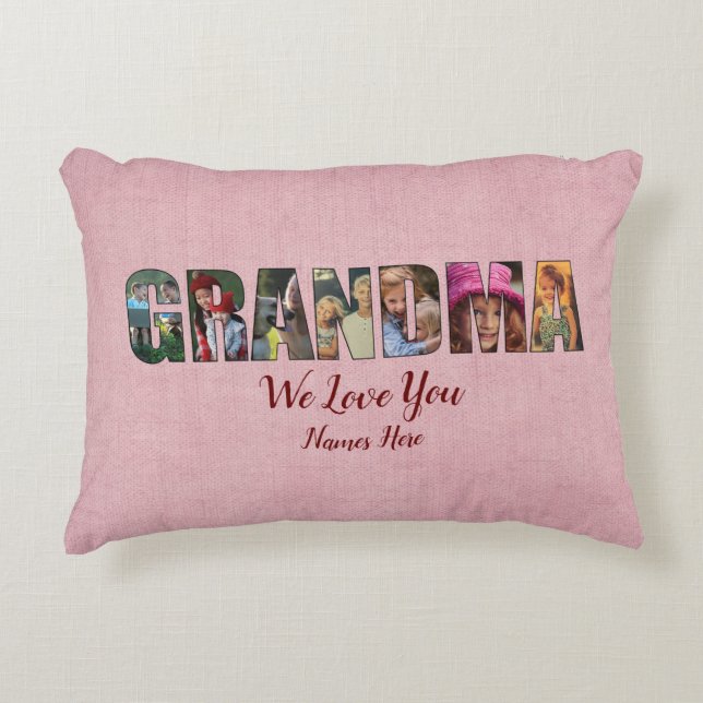 Photo Pillow GRANDMA We Love You, Add Images Names (Front)