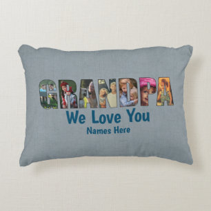 Photo Pillow GRANDPA We Love You, Add Images Names