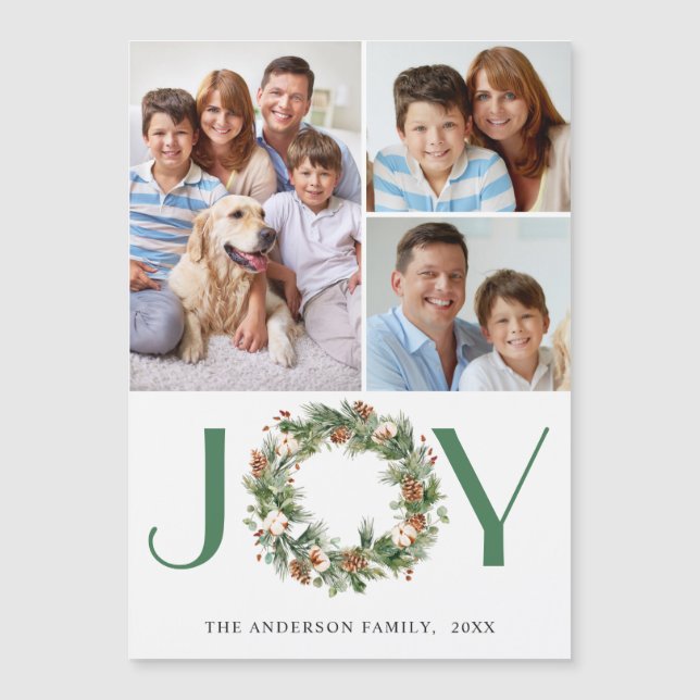 PHOTO Pine Cones Wreath Christmas Magnetic Card (Front)