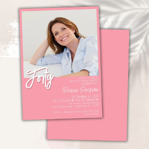 Photo Pink 40th Birthday Invitation