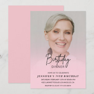 Photo Pink 79th birthday invitations Dinner