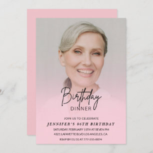 Photo Pink 86th birthday invitations Dinner