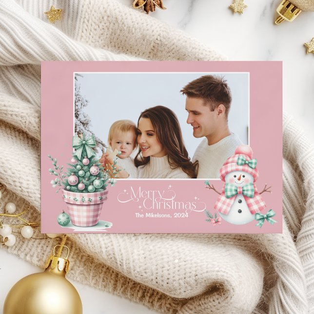 Photo Pink Coquette Christmas Holiday Card (Creator Uploaded)