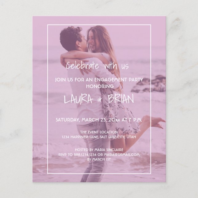  Photo Pink Filter Engagement Party Invitation  Flyer (Front)