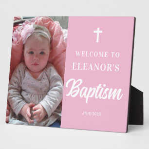 Photo Pink Girl Baptism Welcome Sign  Plaque