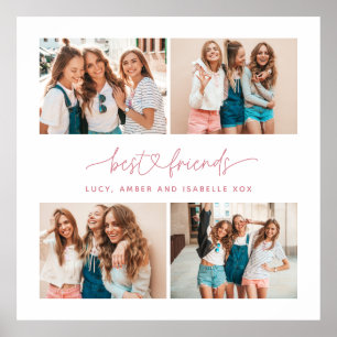 Photo pink girly script typography best friends poster