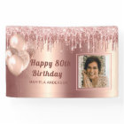 Photo Pink Gold 80th Birthday Personalised glitter
