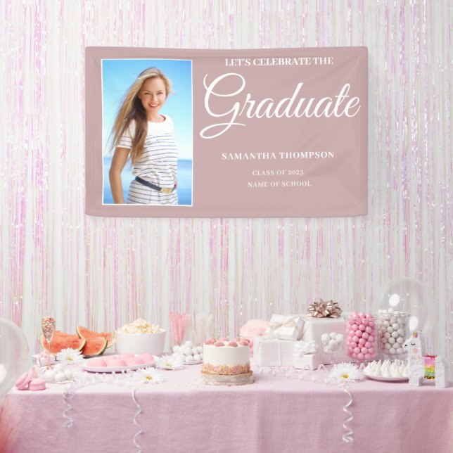 Photo Pink Graduation Banner (Party)