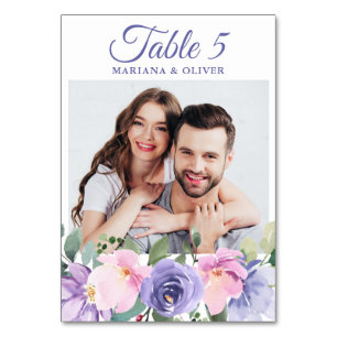 Photo Pink  Lavender Floral Wedding Table Number