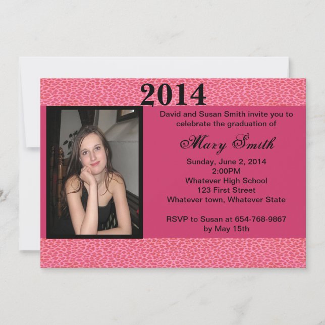 Photo Pink Leopard Graduation Invitation (Front)