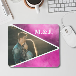 Photo Pink Monogram Mouse Pad