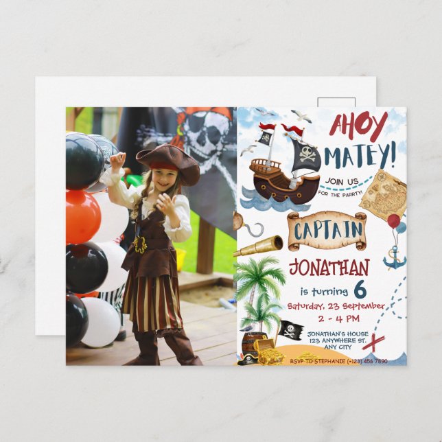 Photo Pirate Birthday Party  Postcard (Front/Back)