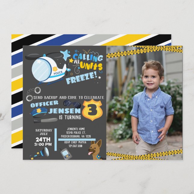 photo Police Birthday Invitation (Front/Back)