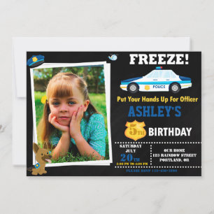 Photo Police officer birthday invitation Badge