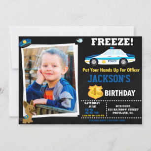 Photo Police officer birthday invitation K9 dog