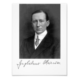 Photo Portrait and Signature of Guglielmo Marconi Print