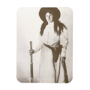 Photo Portrait of a Cowgirl Holding a Rifle, c1910 Magnet