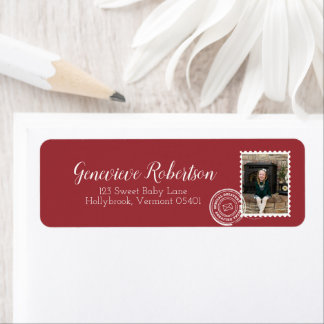Photo Postage Stamp Special Delivery Red Address Return Address Label