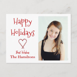 Photo Postcard with Green Candy Cane Heart