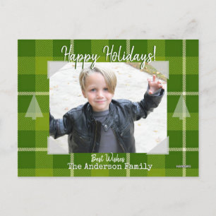 Photo Postcard with Green Plaid Background