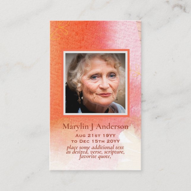 Photo Prayer Cards Memorial Celebration of Life (Front)