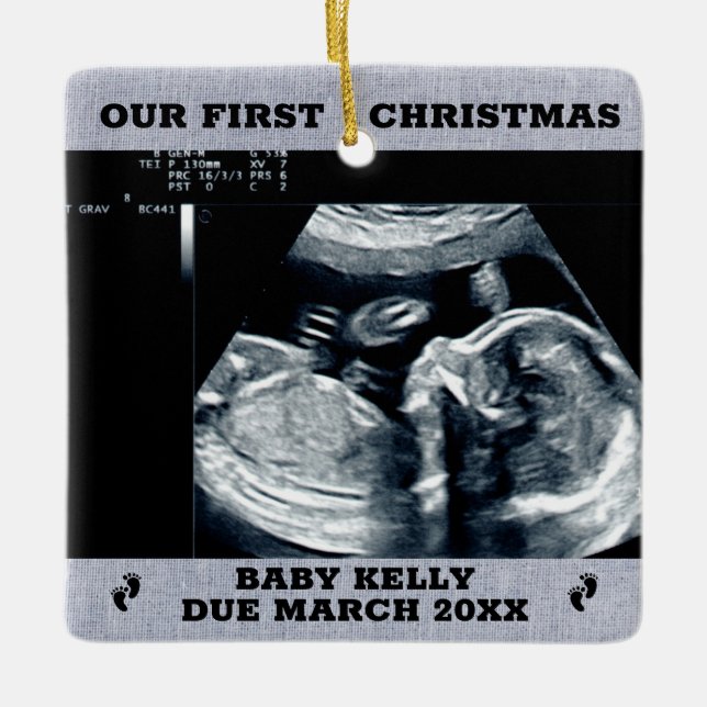 photo Pregnancy Announcement expecting parents Ceramic Ornament (Front)