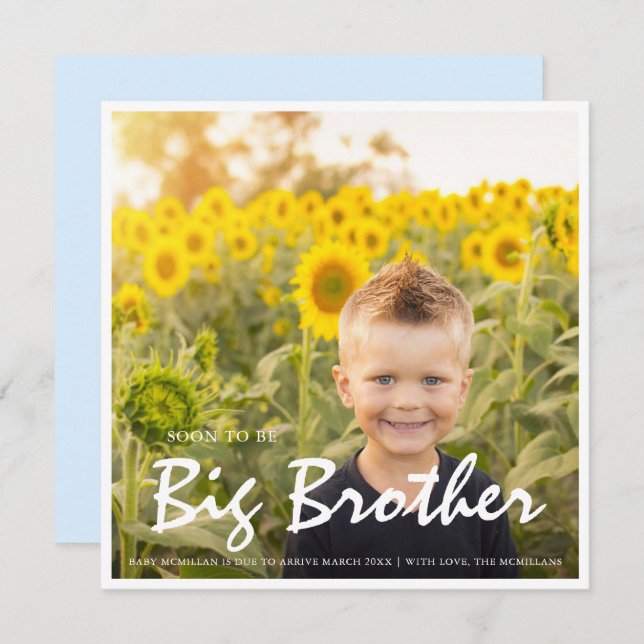 Photo Pregnancy Big Brother Blue Announcement (Front/Back)