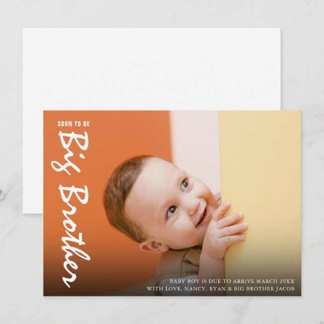 Photo Pregnancy Big Brother Modern Announcement (Front/Back)