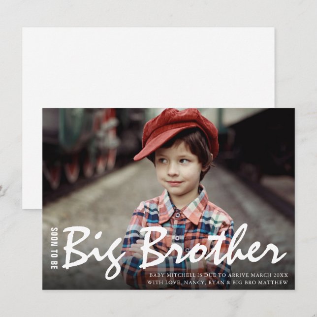 Photo Pregnancy Big brother Modern Announcement (Front/Back)