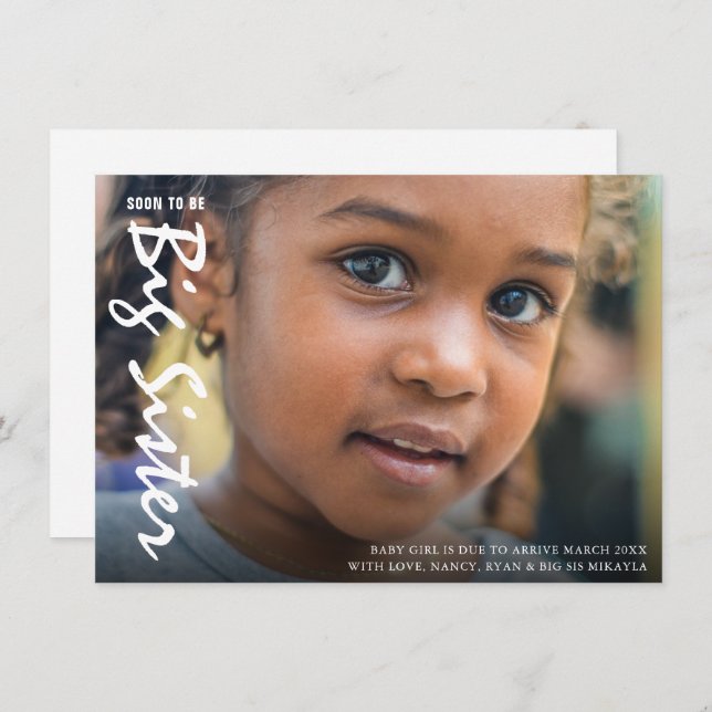 Photo Pregnancy Big Sister Modern Announcement (Front/Back)