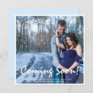 Photo Pregnancy Coming Soon Blue Baby Announcement