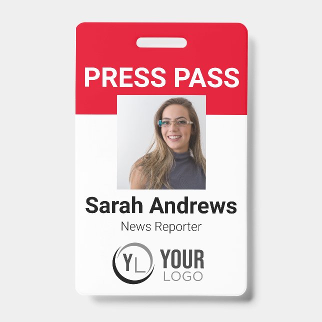 Photo Press Pass ID Badge (Front)