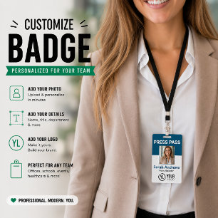 Photo Press Pass ID Badge