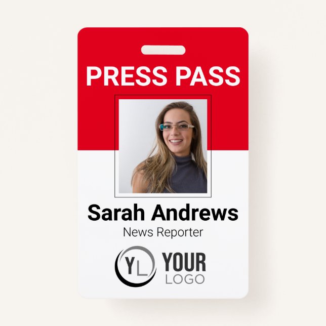 Photo Press Pass ID Badge (Front)