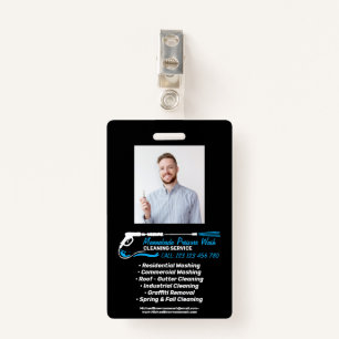 Photo Pressure Washing Power Black Super Cleaning ID Badge