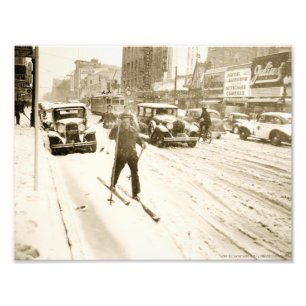 Photo Print: Skier on K Street, 1942 Print