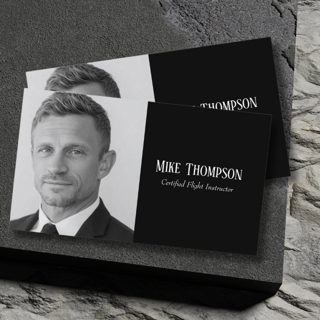 Photo Professional QR Code Pilot Black Aviation  Business Card (Creator Uploaded)