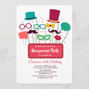 Photo Props Masquerade Party Invitation