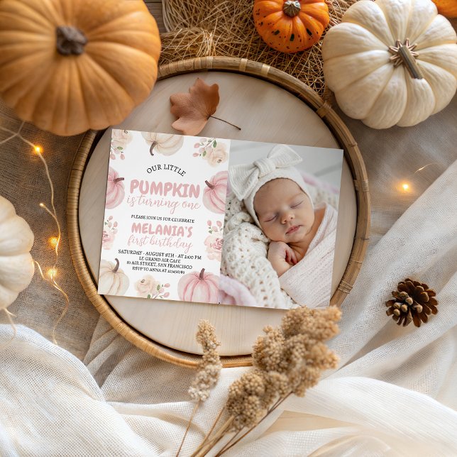 Photo Pumpkin First Birthday Invite (Creator Uploaded)