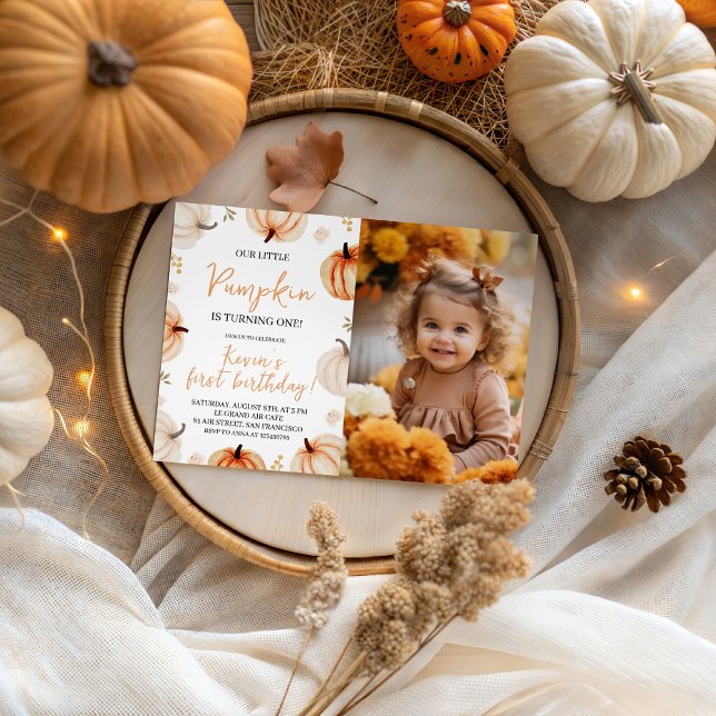 Photo Pumpkin First Birthday Invite (Creator Uploaded)