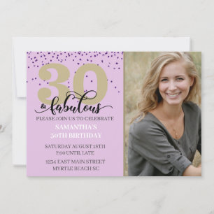 Photo Purple 30 and Fabulous Birthday Party Invitation
