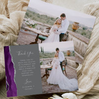 Photo Purple Agate Silver Grey Script Wedding