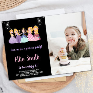 Photo Purple Black Princess Birthday Invitations