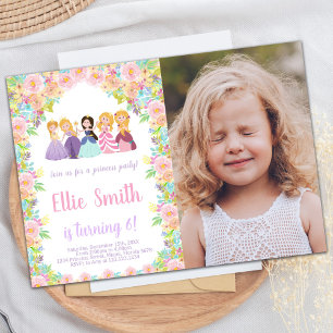 Photo Purple Black Princesses Birthday Invitations