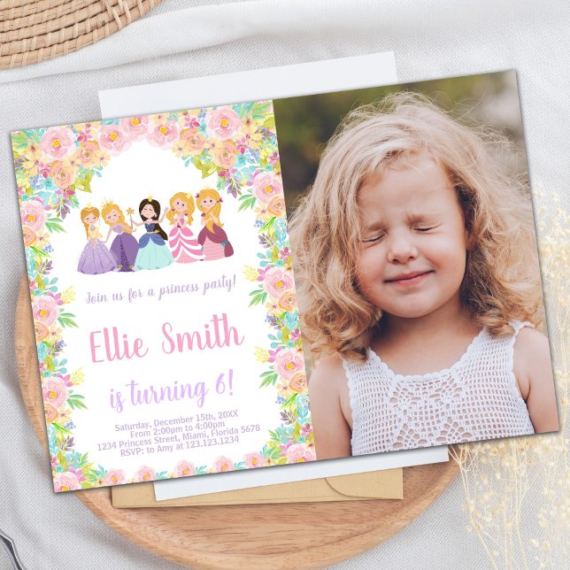 Photo Purple Black Princesses Birthday Invitations (Photo Purple Black Princesses Birthday Invitations)